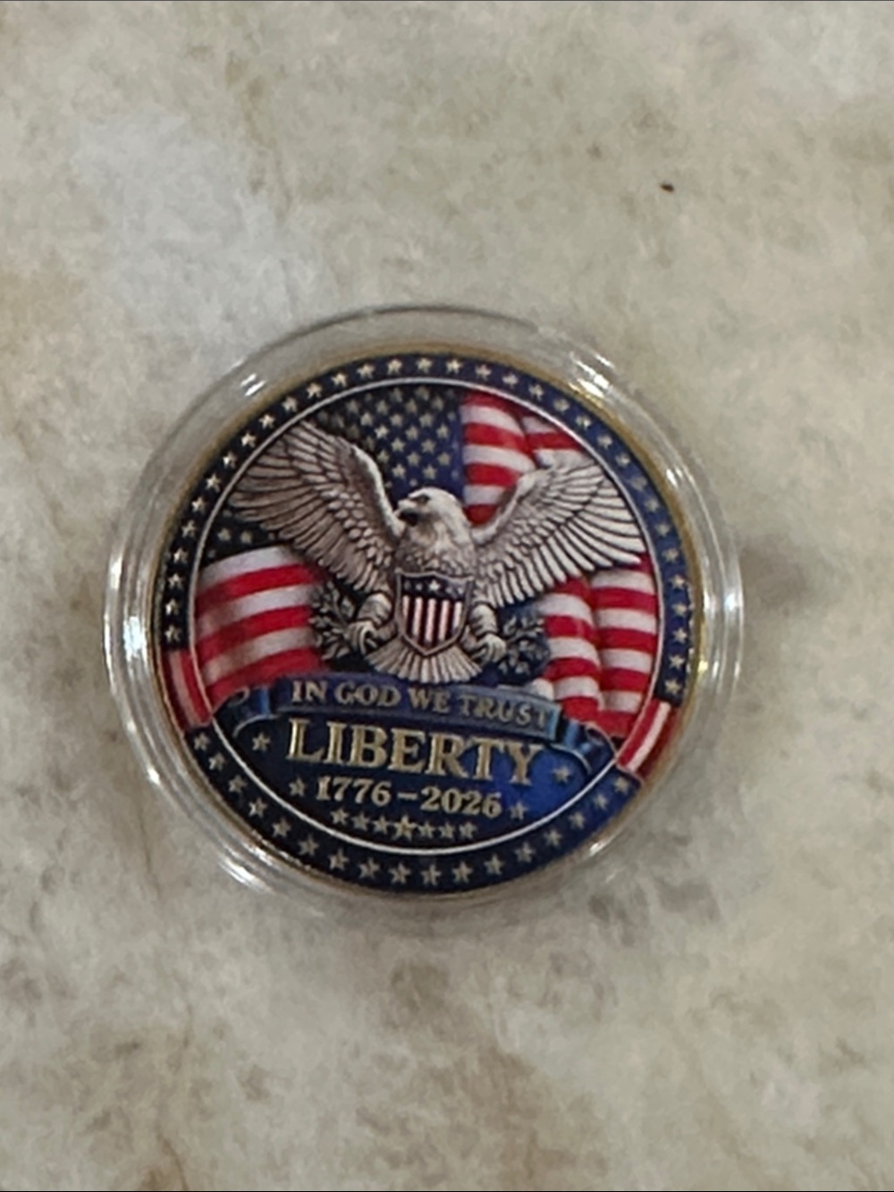 Liberty 1776-2026 Commemorative Eagle Coin - Red, White & Blue